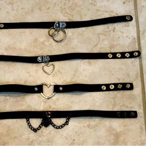 Gothic accessory bundle: chokers, bracelets, belt